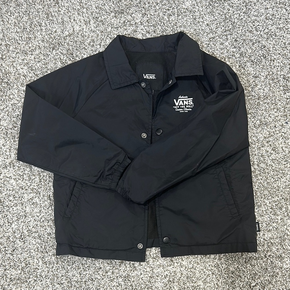 Vans Black Windbreaker Jacket Lightweight Water-Resistant